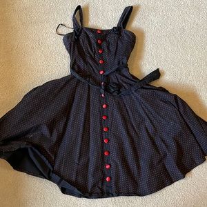 Pin-Up Black and Red Polka Dress Midi Dress